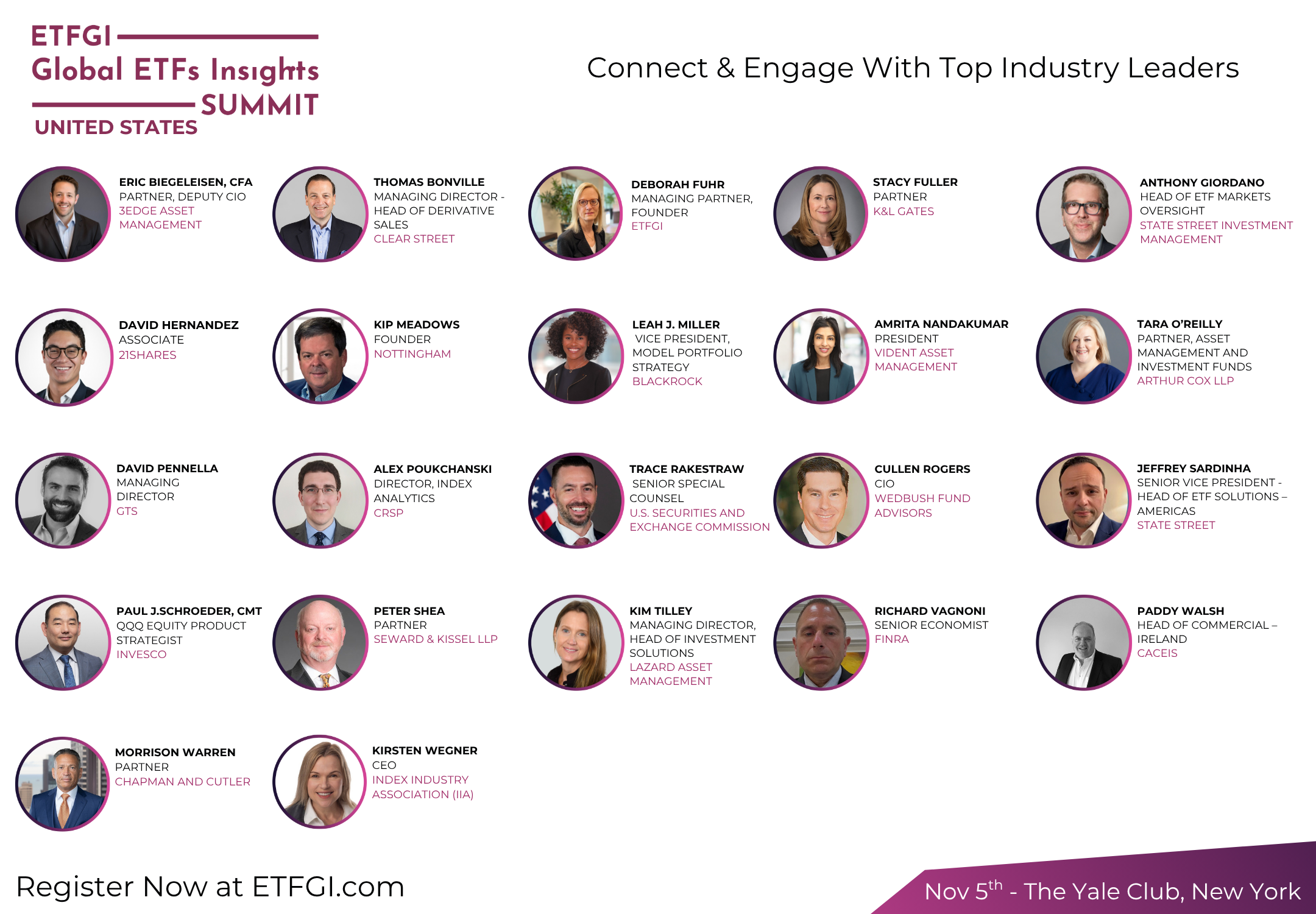 Additional speakers announced - Register now for our 6th Annual ETFGI Global ETFs Insights Summit - United States on November 5 in New York City.