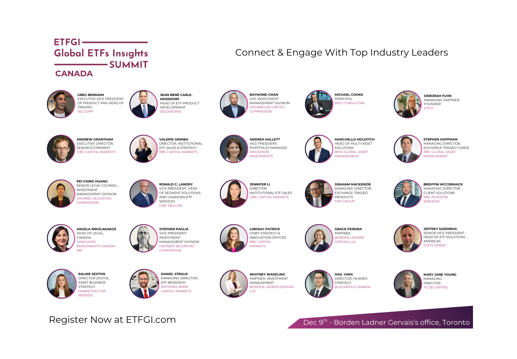 View the Agenda | Register now to attend our 7th Annual ETFGI Global ETFs Insights Summit – Canada on Tuesday, Dec 9th in Toronto