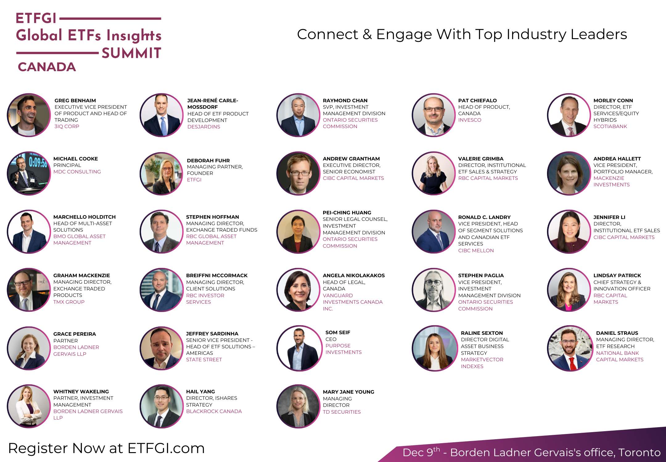 Register to join us in Toronto for our 7th Annual ETFGI Global ETFs Insights Summit – Canada