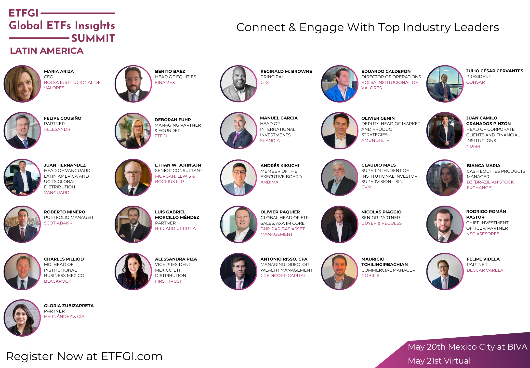 View the Agenda & Register to Join us on May 20th in Mexico City at 7th Annual ETFGI Global ETFs Insights Summit
